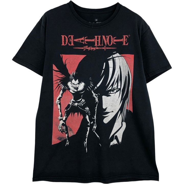 DEATH NOTE Anime Character Print T-Shirt Men's M Size cotton black type Vintage Second Hand