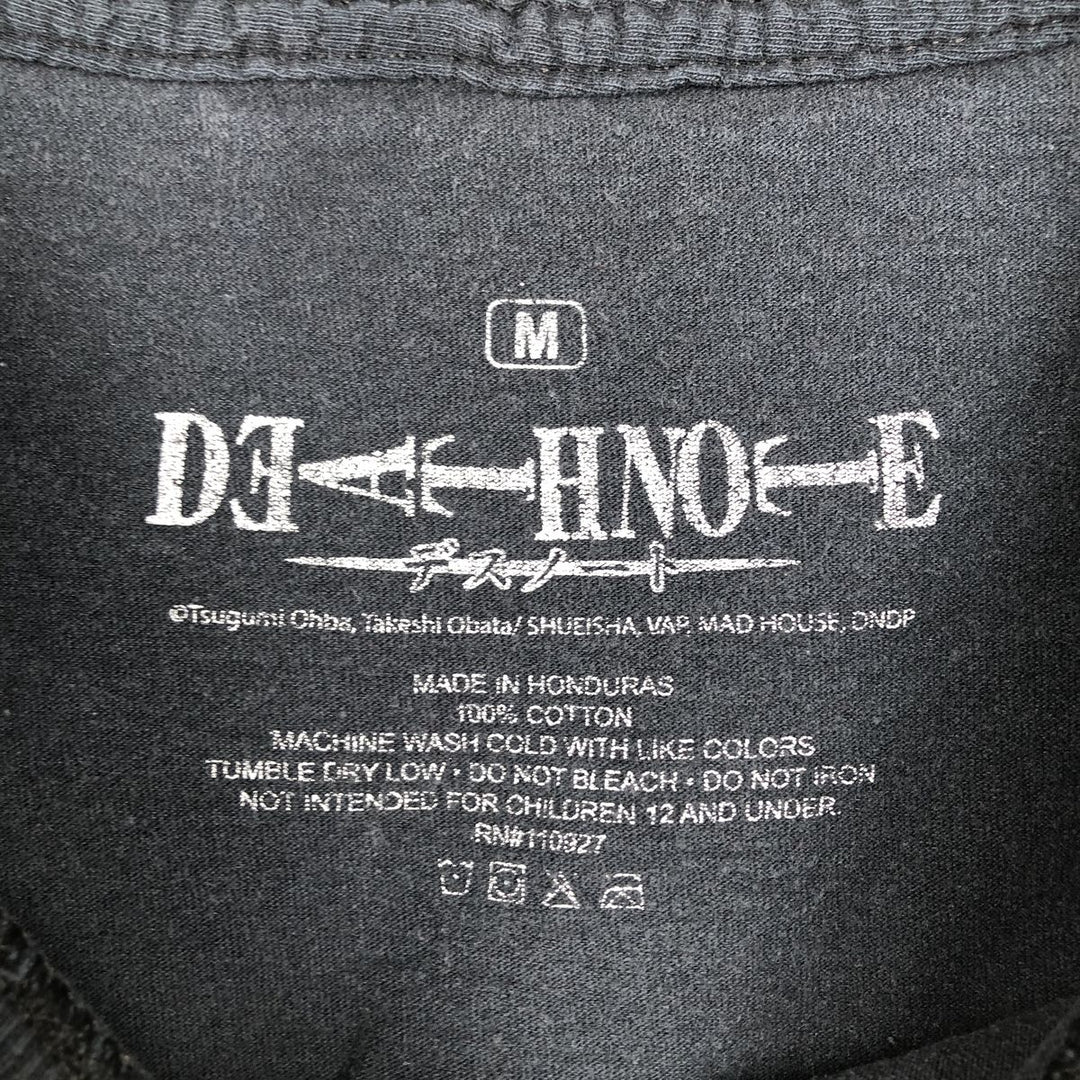 DEATH NOTE Anime Character Print T-Shirt Men's M Size cotton black type Vintage Second Hand