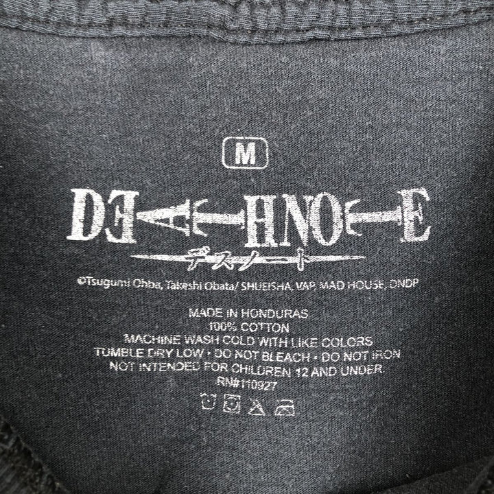 DEATH NOTE Anime Character Print T-Shirt Men's M Size cotton black type Vintage Second Hand