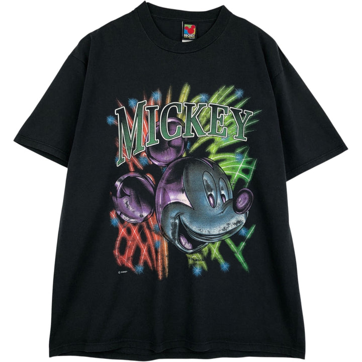 90'S MICKEY UNLIMITED MICKEY MOUSE Mickey Mouse Character Print T-Shirt, Made in USA, Men's XL equivalent, Vintage cotton black type Vintage Second Hand