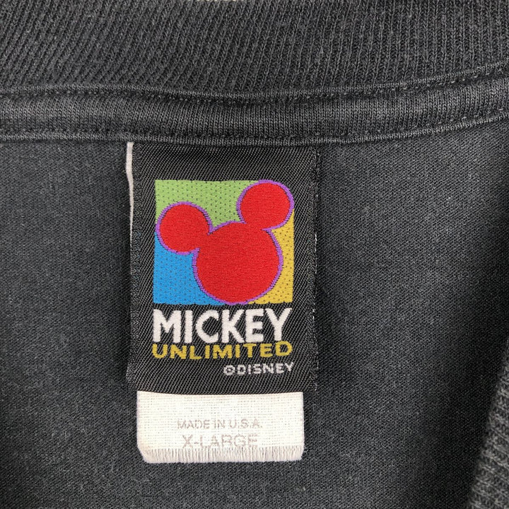 90'S MICKEY UNLIMITED MICKEY MOUSE Mickey Mouse Character Print T-Shirt, Made in USA, Men's XL equivalent, Vintage cotton black type Vintage Second Hand