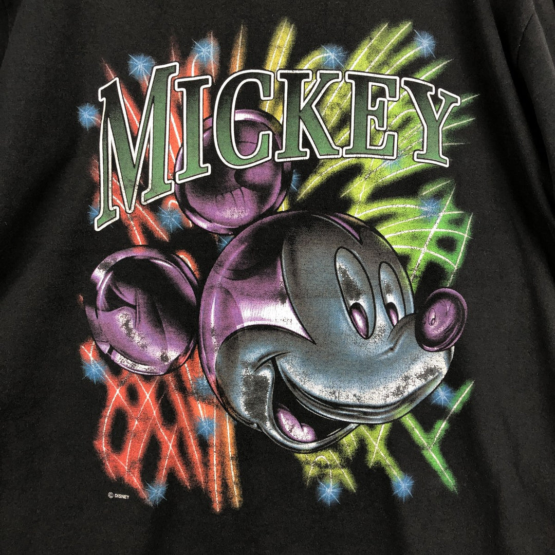 90'S MICKEY UNLIMITED MICKEY MOUSE Mickey Mouse Character Print T-Shirt, Made in USA, Men's XL equivalent, Vintage cotton black type Vintage Second Hand
