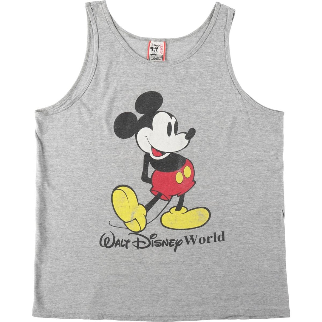 90'S Disney DESIGNS Mickey Mouse Character Print T-Shirt Tank Top, Made in USA, Men's XL Equivalent, Vintage cotton gray type Vintage Second Hand