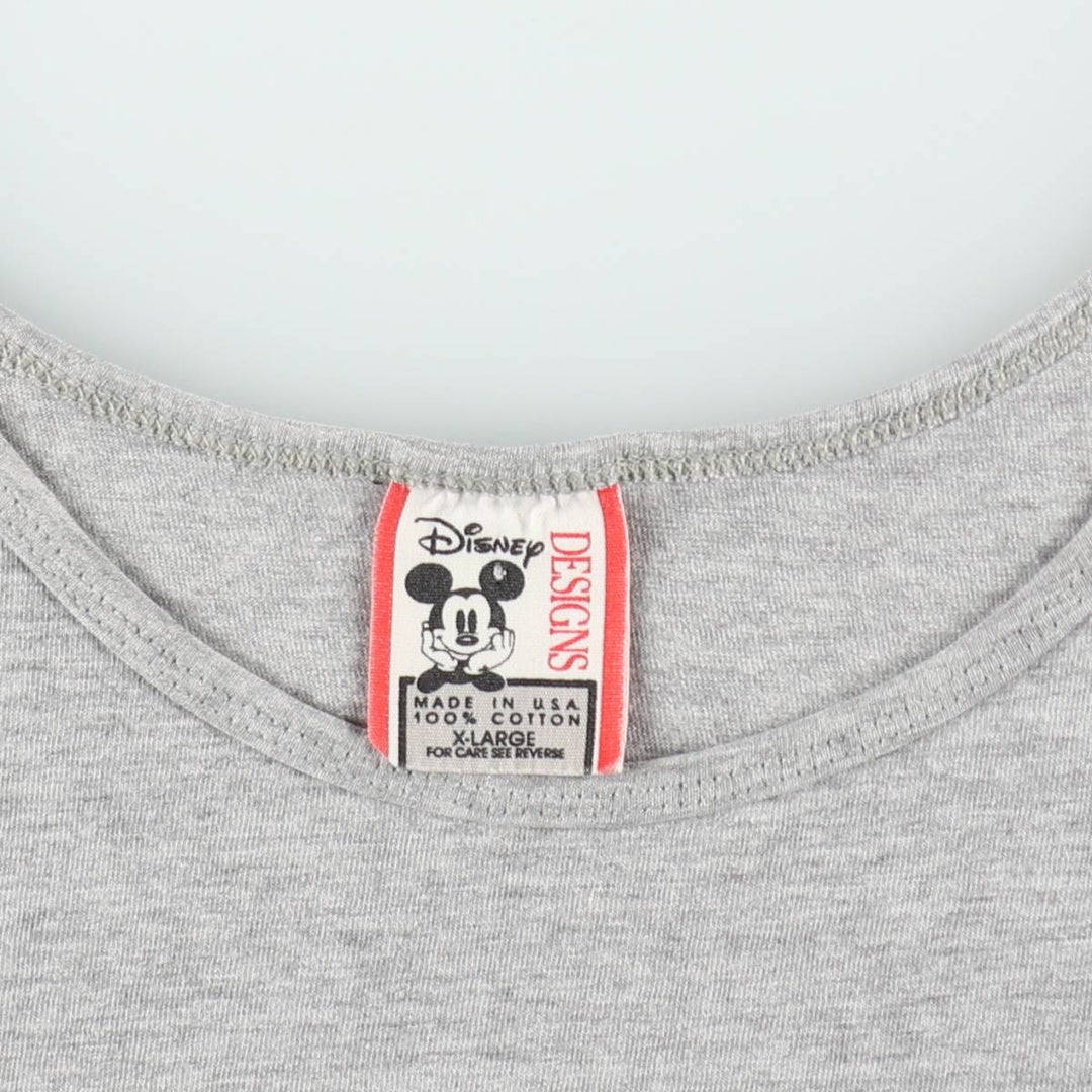 90'S Disney DESIGNS Mickey Mouse Character Print T-Shirt Tank Top, Made in USA, Men's XL Equivalent, Vintage cotton gray type Vintage Second Hand