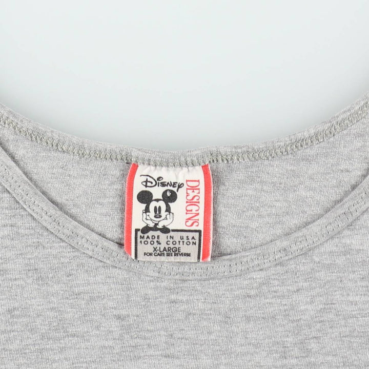 90'S Disney DESIGNS Mickey Mouse Character Print T-Shirt Tank Top, Made in USA, Men's XL Equivalent, Vintage cotton gray type Vintage Second Hand