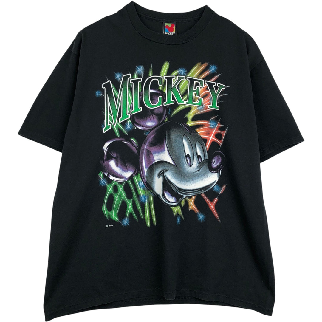 90'S MICKEY UNLIMITED MICKEY MOUSE Mickey Mouse Character Print T-Shirt, Made in USA, Men's XL equivalent, Vintage cotton black type Vintage Second Hand