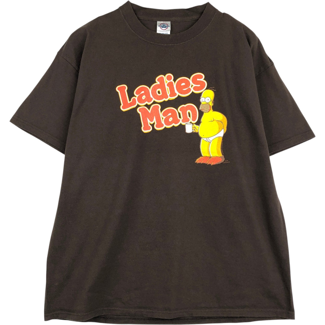 2000'S Delta THE SIMPSONS character print T-shirt, men's size XL (approx.) cotton brown type Vintage Second Hand