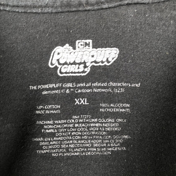 THE POWERPUFF GIRLS Character Print T-Shirt (Men's XXL equivalent) cotton black type Vintage Second Hand