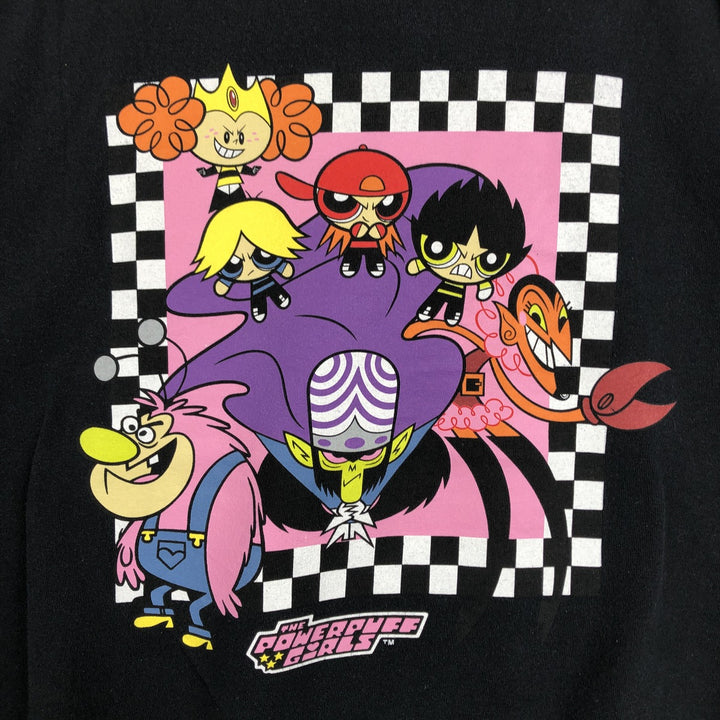 THE POWERPUFF GIRLS Character Print T-Shirt (Men's XXL equivalent) cotton black type Vintage Second Hand