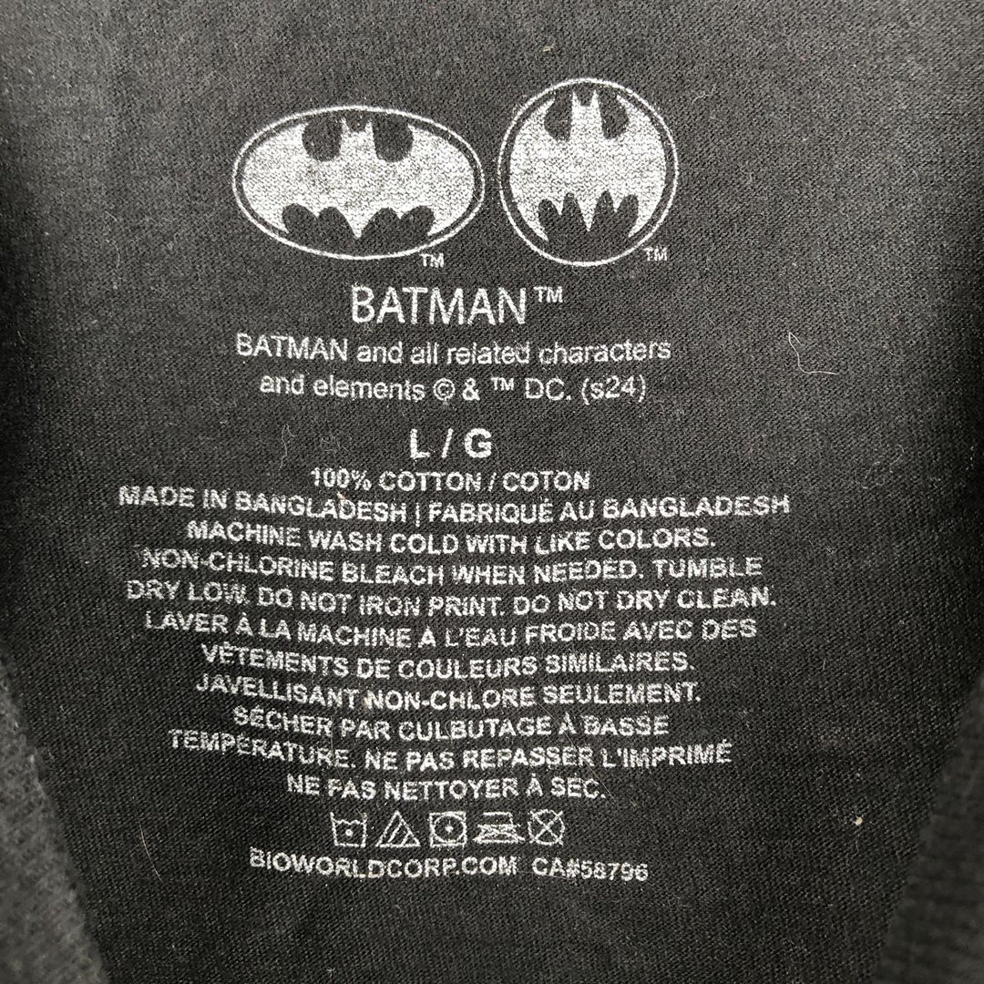 BATMAN Batman Joker character print T-shirt Men's L size cotton black type Vintage Second Hand