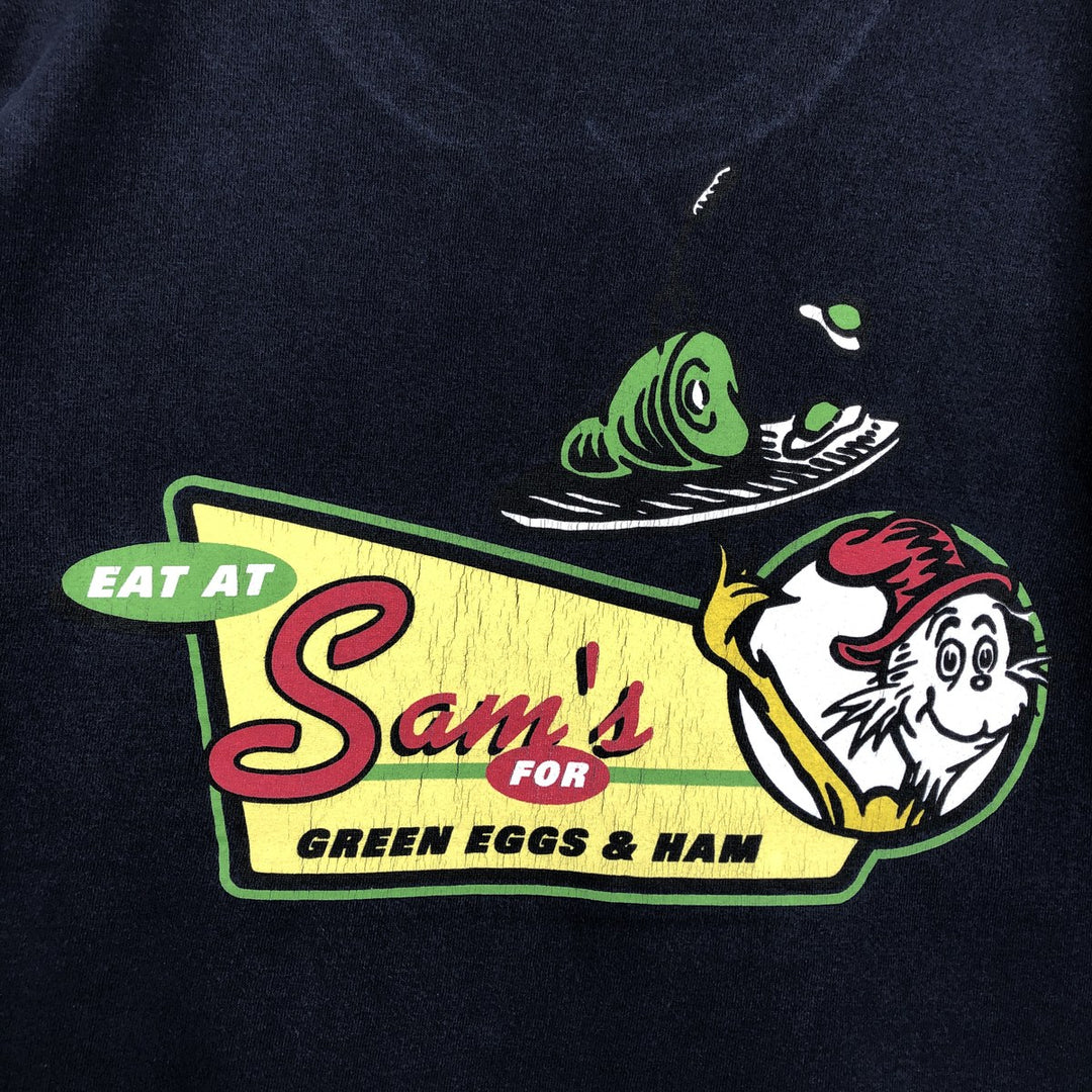 SAM I AM Character Print T-Shirt, Men's Size L (approx.) unclear navy blue type Vintage Second Hand