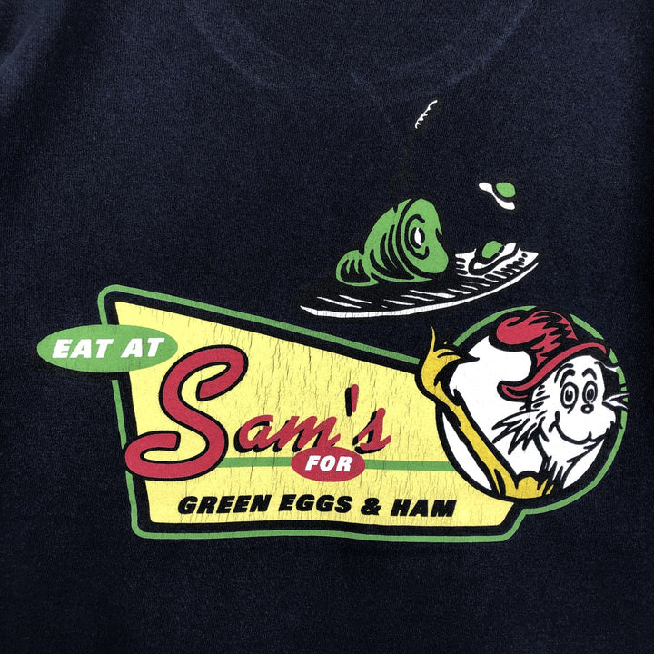 SAM I AM Character Print T-Shirt, Men's Size L (approx.) unclear navy blue type Vintage Second Hand