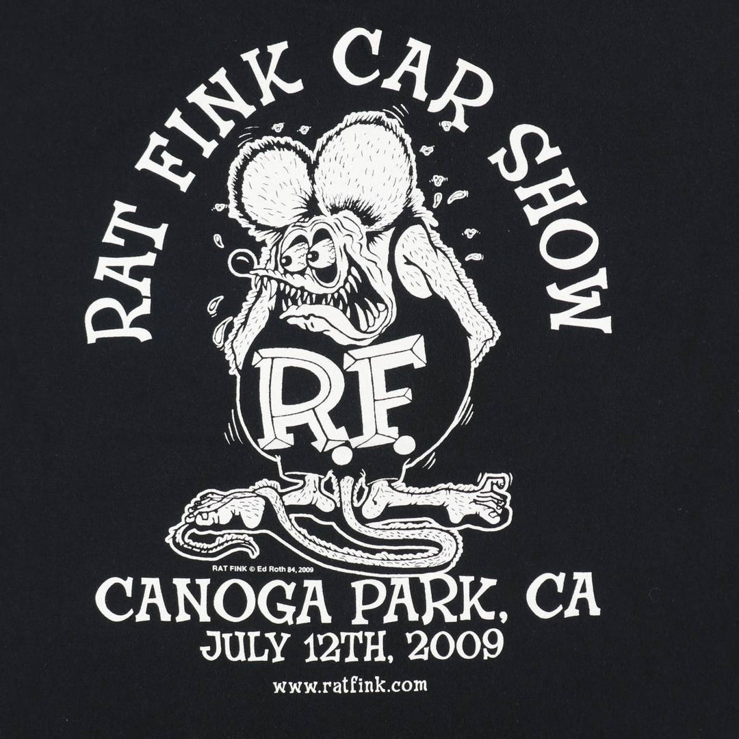 2000'S RAT FINK Skull Pattern Fire Pattern Character Print T-Shirt, Men's XL (approx.) cotton black type Vintage Second Hand