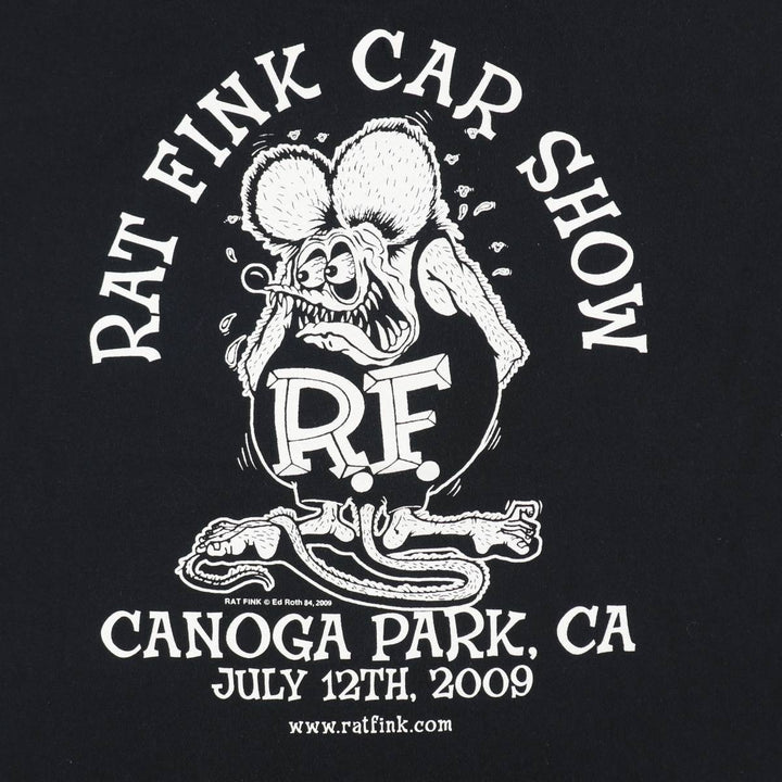 2000'S RAT FINK Skull Pattern Fire Pattern Character Print T-Shirt, Men's XL (approx.) cotton black type Vintage Second Hand