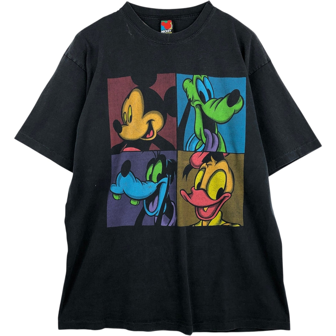 90'S MICKEY UNLIMITED DISNEY Disney character print T-shirt, men's size XXL equivalent, vintage. cotton black type Vintage Second Hand