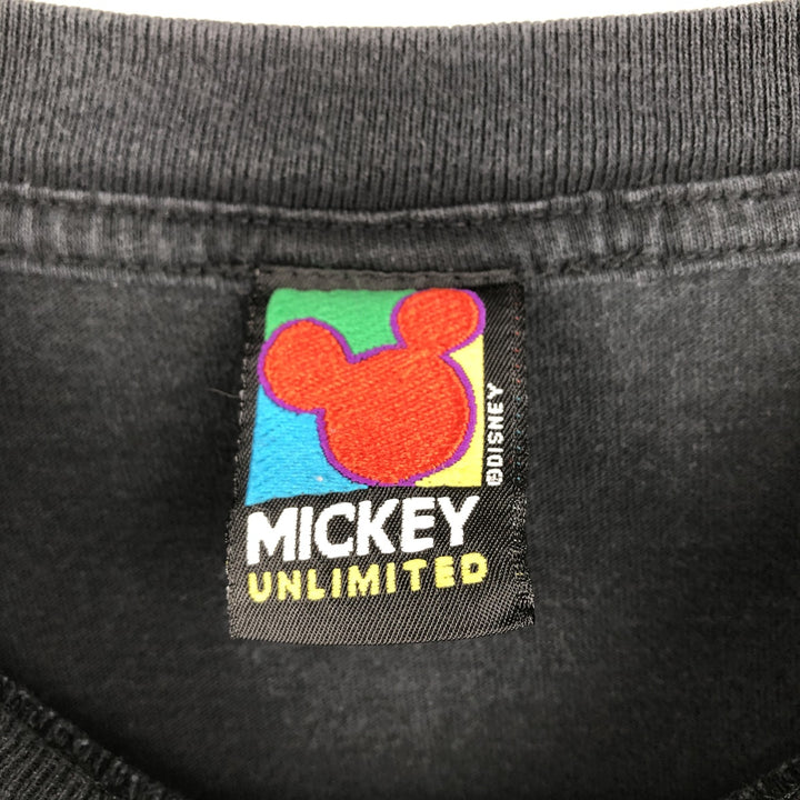 90'S MICKEY UNLIMITED DISNEY Disney character print T-shirt, men's size XXL equivalent, vintage. cotton black type Vintage Second Hand