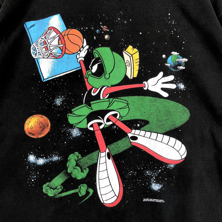 90'S Looney Tunes Marvin the Martian Character Print T-Shirt, Men's Size XL (Equivalent), Vintage unclear black type Vintage Second Hand
