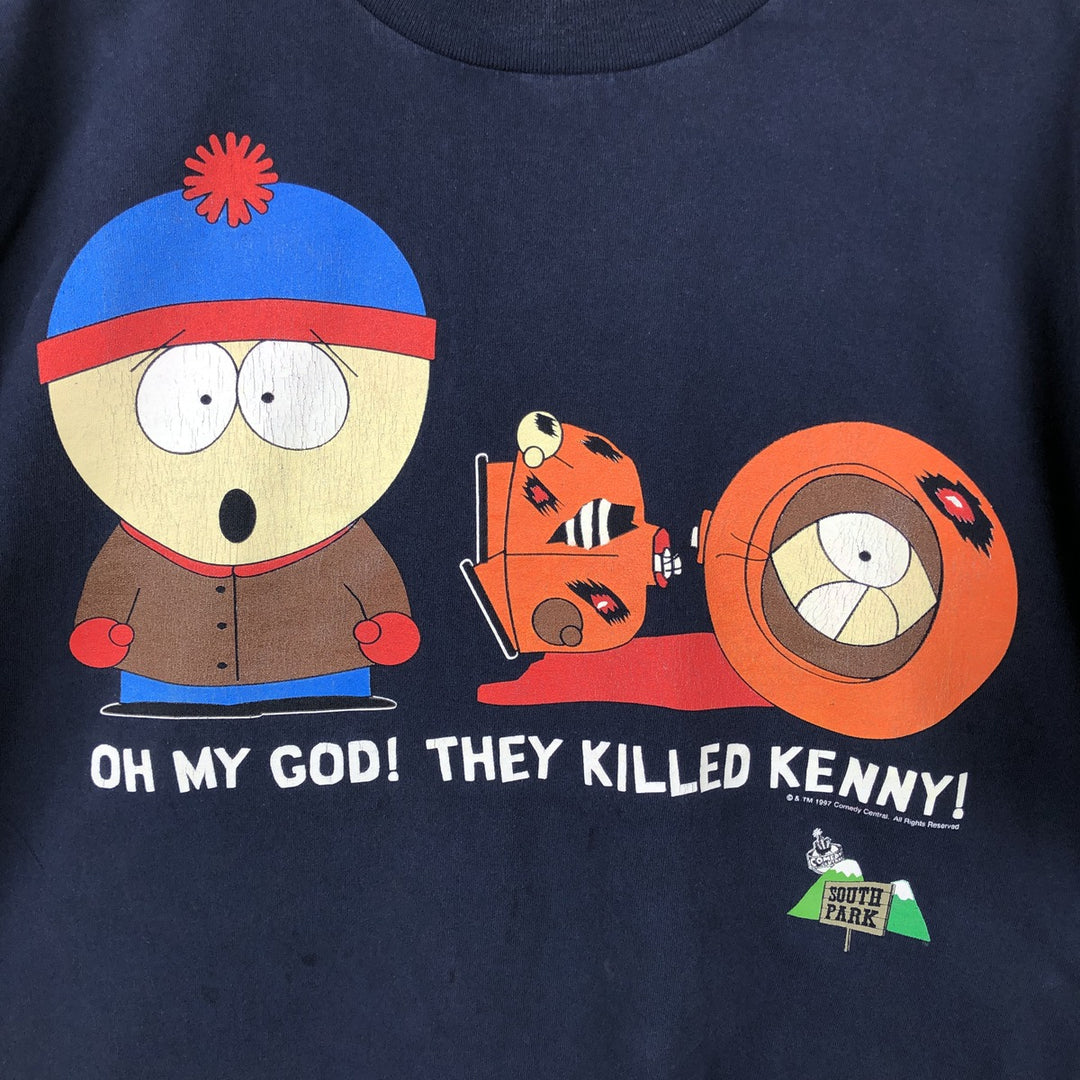90'S TULTEX SOUTH PARK Character Print T-Shirt, Men's XL (approx.), Vintage cotton navy blue type Vintage Second Hand