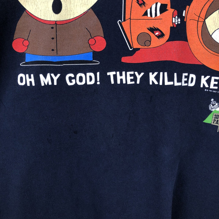 90'S TULTEX SOUTH PARK Character Print T-Shirt, Men's XL (approx.), Vintage cotton navy blue type Vintage Second Hand