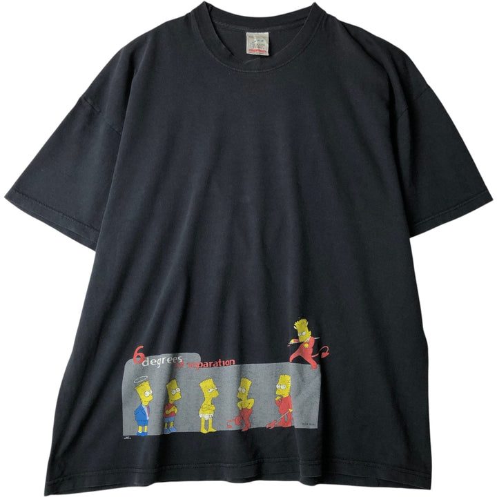 Screen Stars The Simpsons character print T-shirt, men's size XXL (approx.) cotton black type Vintage Second Hand