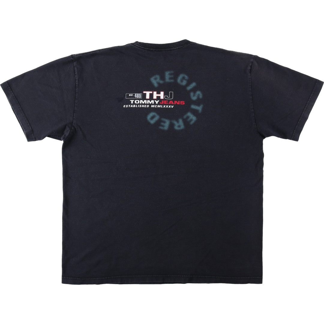 Tommy Hilfiger JEANS Short-Sleeve Logo T-Shirt, Men's Size XL (approx.) cotton black type Vintage Second Hand