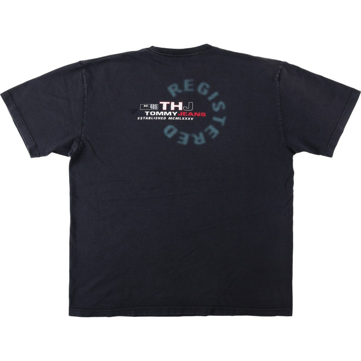 Tommy Hilfiger JEANS Short-Sleeve Logo T-Shirt, Men's Size XL (approx.) cotton black type Vintage Second Hand
