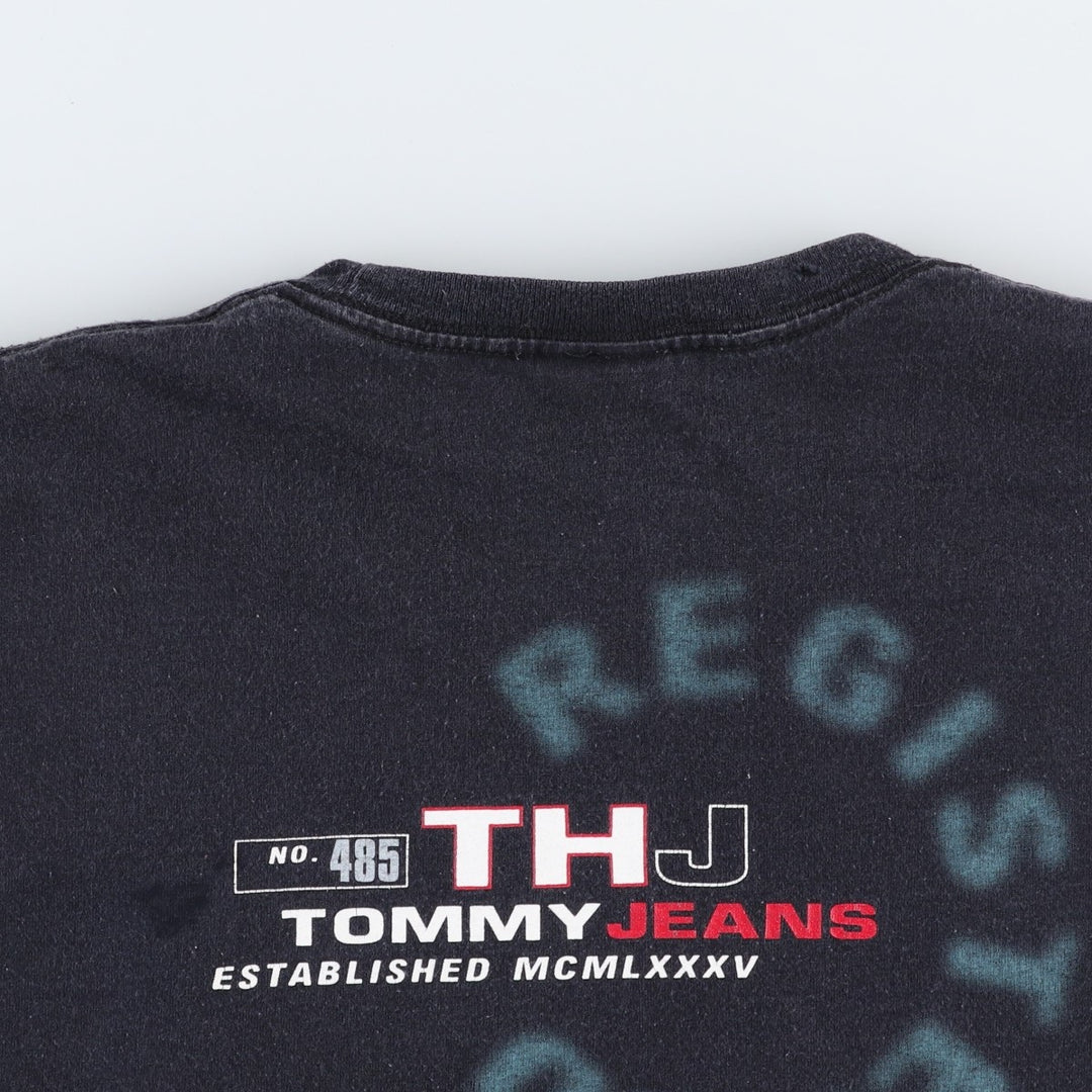 Tommy Hilfiger JEANS Short-Sleeve Logo T-Shirt, Men's Size XL (approx.) cotton black type Vintage Second Hand