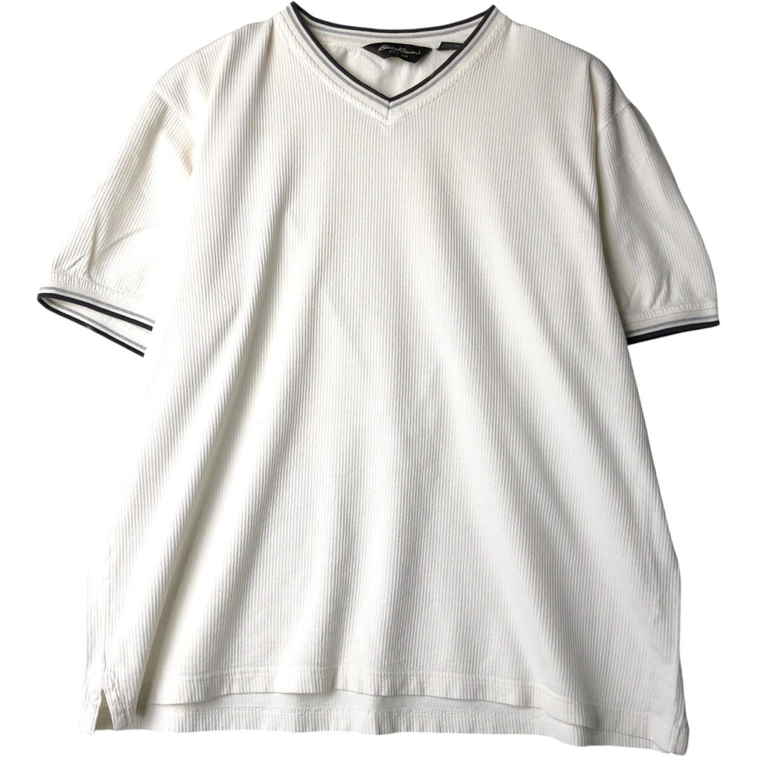 Eddie Bauer Short-Sleeve V-Neck T-Shirt, Men's Size L (approx.) cotton white type Vintage Second Hand