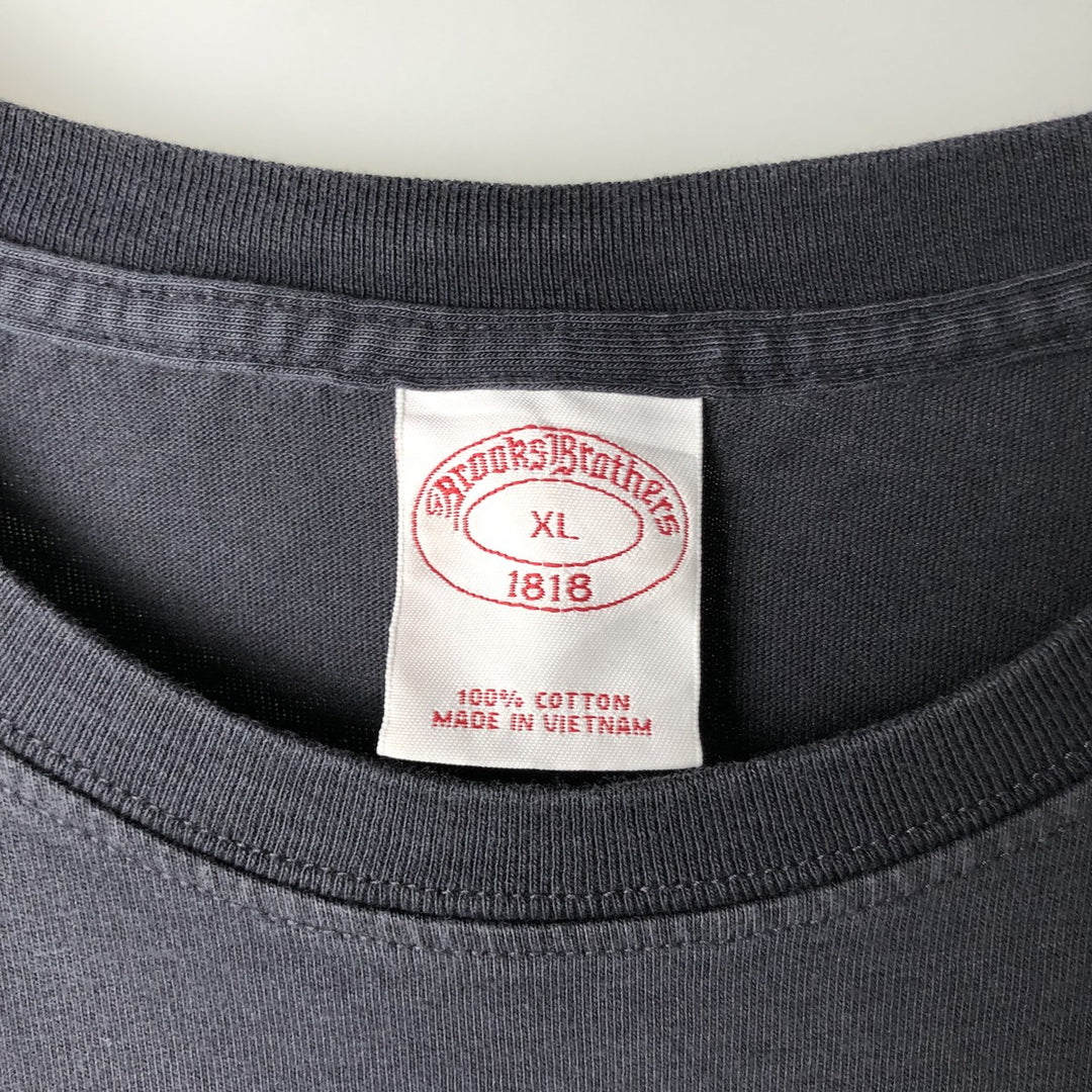 Brooks Brothers 1818 Short-Sleeve T-Shirt with One-Point Logo, Men's Size XL (approx.) cotton black type Vintage Second Hand