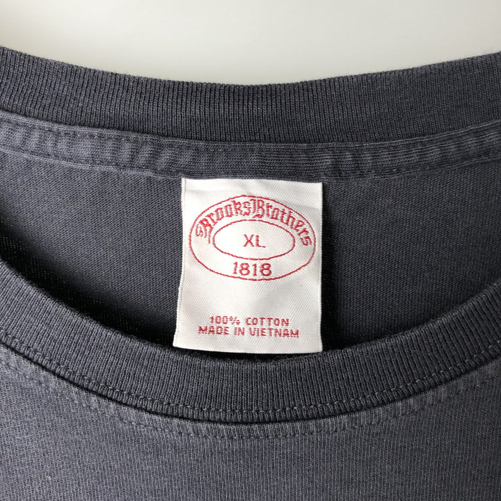 Brooks Brothers 1818 Short-Sleeve T-Shirt with One-Point Logo, Men's Size XL (approx.) cotton black type Vintage Second Hand