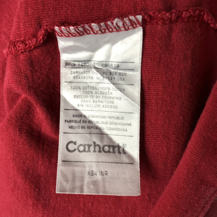 Carhartt Henley Neck Short Sleeve T-Shirt with One-Point Logo Pocket, Men's Size XL (approx.) cotton red type Vintage Second Hand