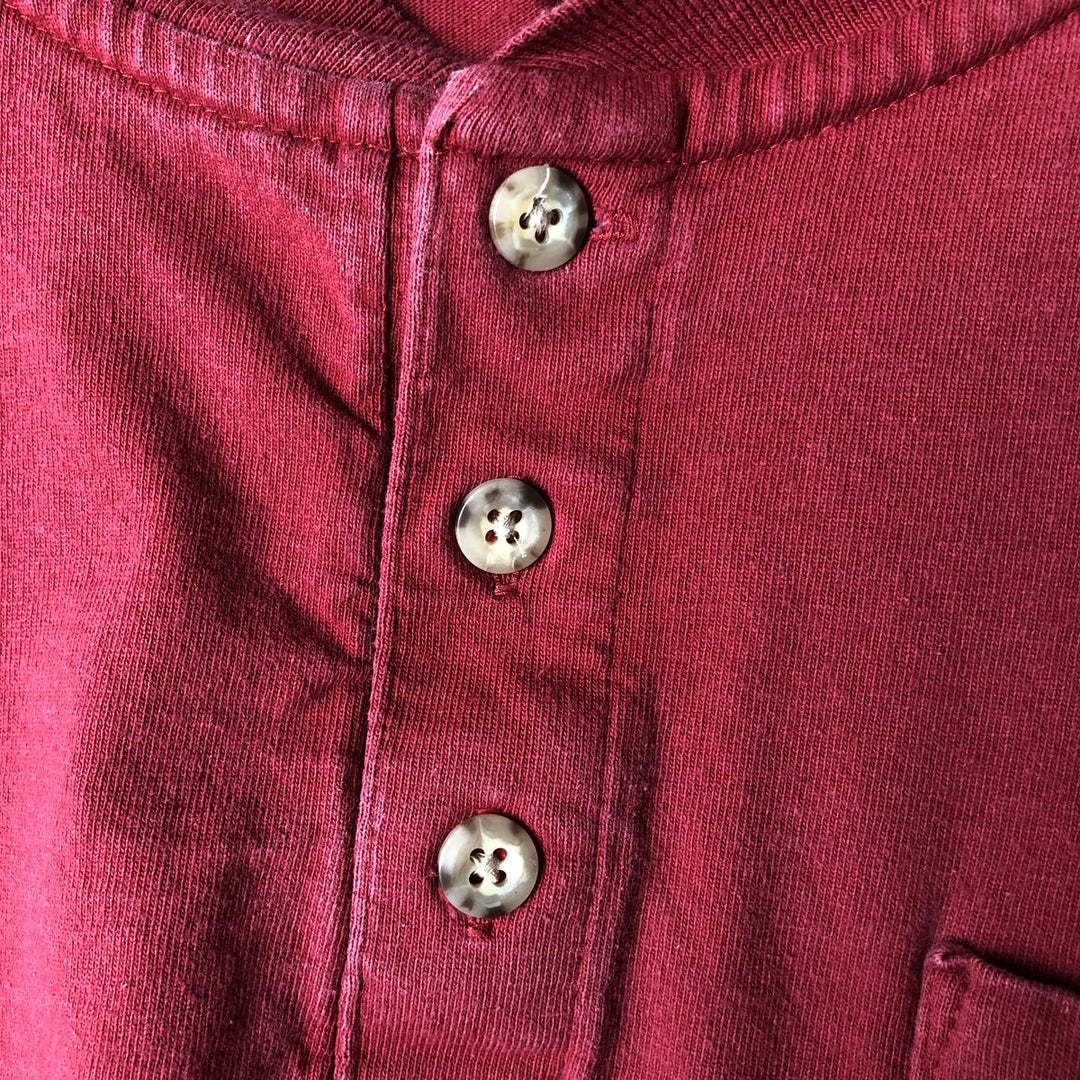 Carhartt Henley Neck Short Sleeve T-Shirt with One-Point Logo Pocket, Men's Size XL (approx.) cotton red type Vintage Second Hand