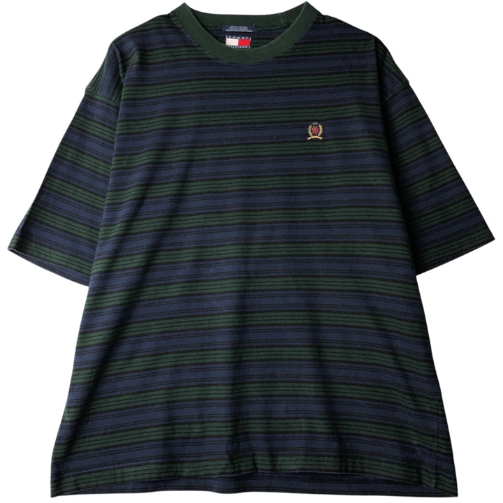 1990'S Tommy Hilfiger Short-Sleeve Striped T-Shirt, Men's Size XL (Equivalent), Vintage cotton navy blue type Vintage Second Hand