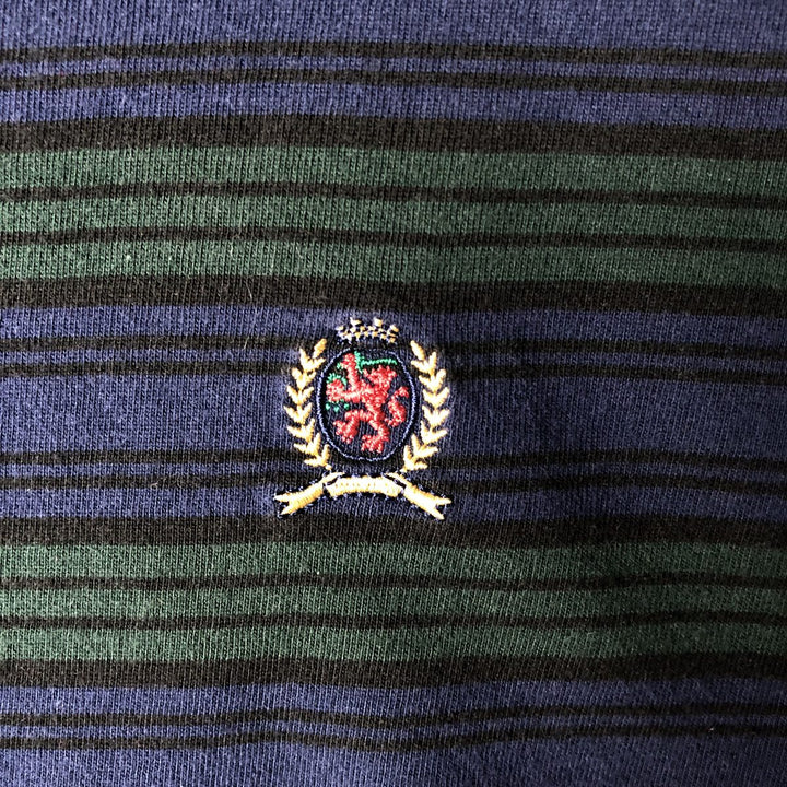 1990'S Tommy Hilfiger Short-Sleeve Striped T-Shirt, Men's Size XL (Equivalent), Vintage cotton navy blue type Vintage Second Hand