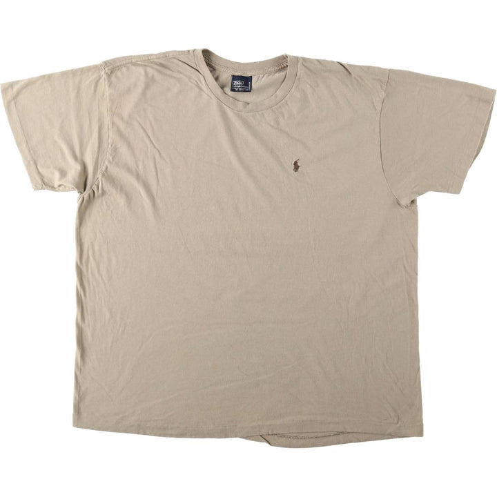 Ralph Lauren POLO by Ralph Lauren Short-Sleeve T-Shirt with One-Point Logo, Men's Size XL (approx.) cotton beige type brown Vintage Second Hand