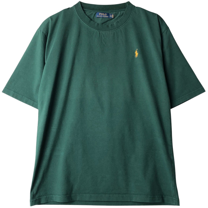 Ralph Lauren POLO RALPH LAUREN Short-Sleeve T-Shirt with One-Point Logo, Men's Size XL (approx.) cotton Green type dark green Vintage Second Hand