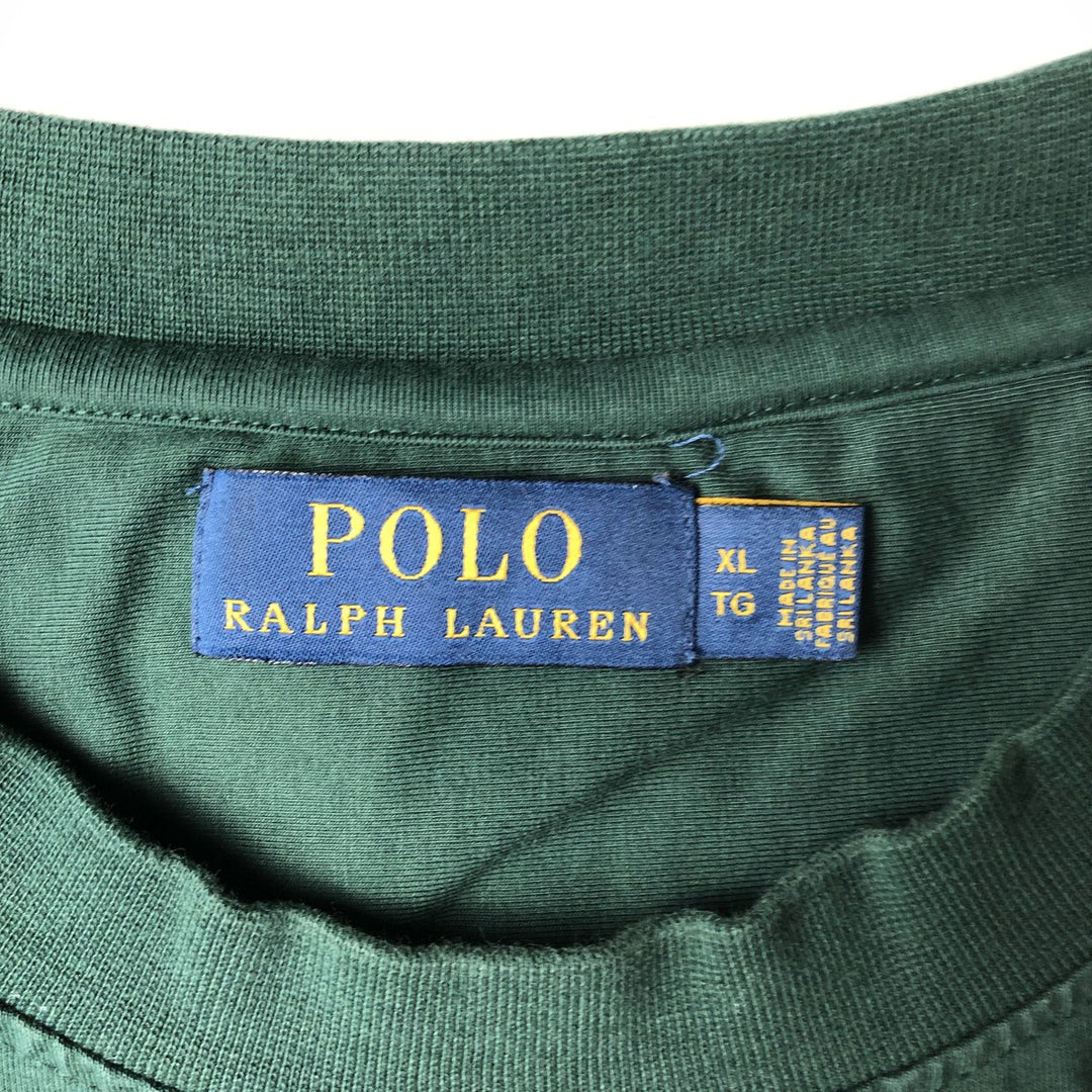 Ralph Lauren POLO RALPH LAUREN Short-Sleeve T-Shirt with One-Point Logo, Men's Size XL (approx.) cotton Green type dark green Vintage Second Hand