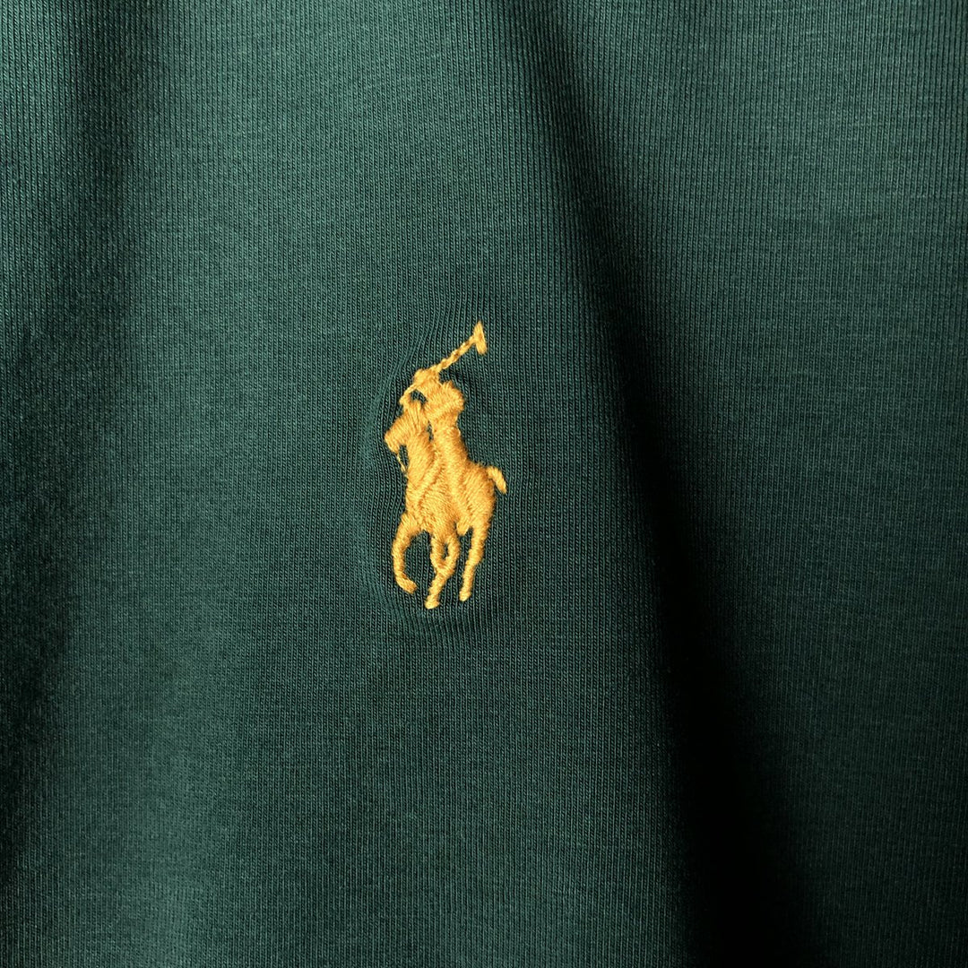 Ralph Lauren POLO RALPH LAUREN Short-Sleeve T-Shirt with One-Point Logo, Men's Size XL (approx.) cotton Green type dark green Vintage Second Hand