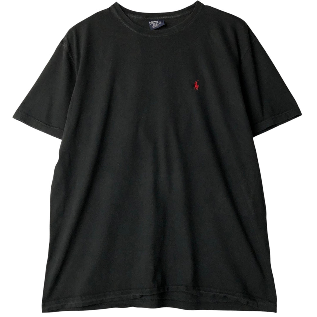 Ralph Lauren POLO by Ralph Lauren short sleeve one point logo T-shirt men's M size cotton black type Vintage Second Hand