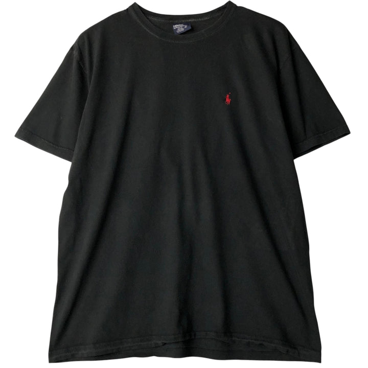 Ralph Lauren POLO by Ralph Lauren short sleeve one point logo T-shirt men's M size cotton black type Vintage Second Hand