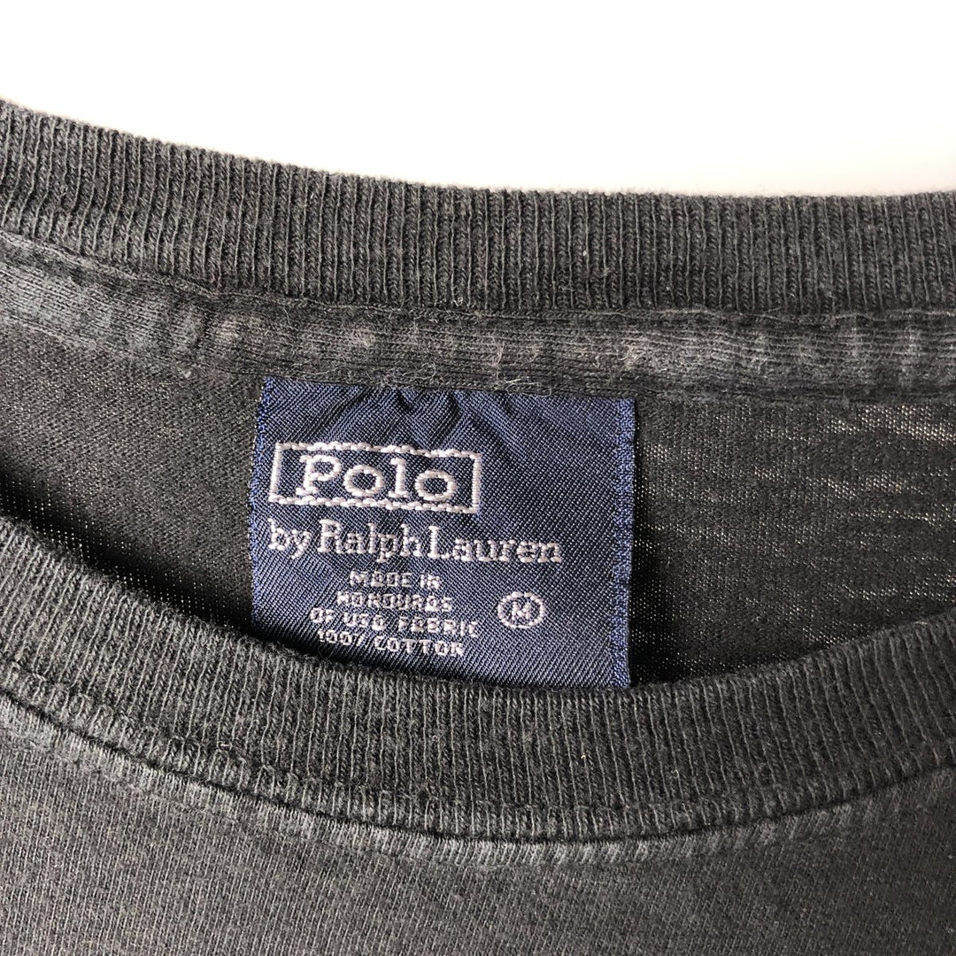 Ralph Lauren POLO by Ralph Lauren short sleeve one point logo T-shirt men's M size cotton black type Vintage Second Hand