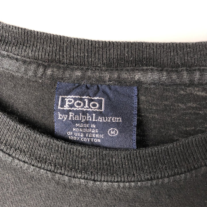 Ralph Lauren POLO by Ralph Lauren short sleeve one point logo T-shirt men's M size cotton black type Vintage Second Hand
