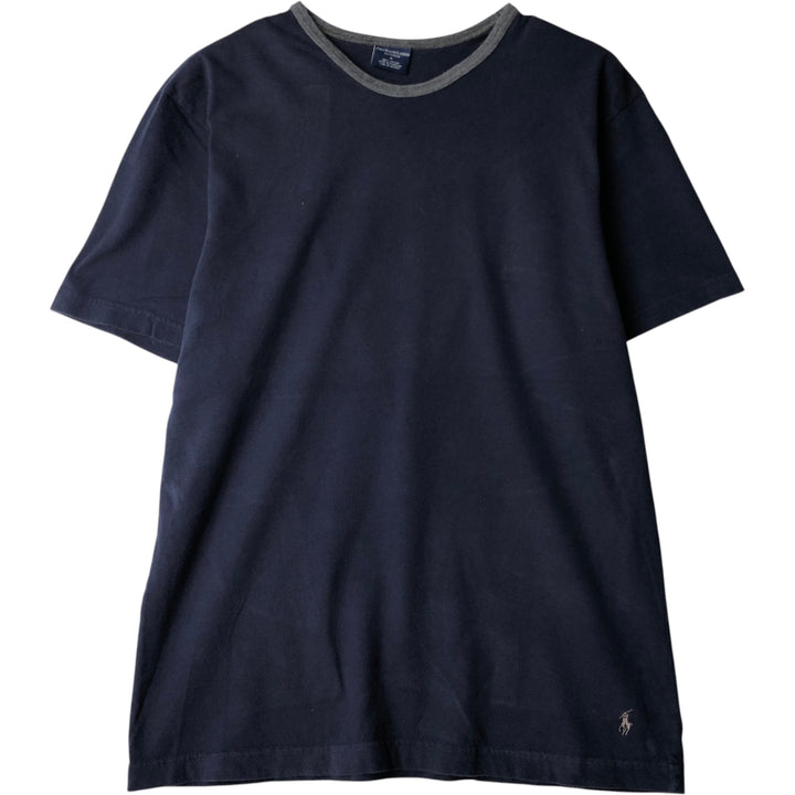 Ralph Lauren POLO by Ralph Lauren SLEEPWEAR Short-Sleeve T-Shirt with One-Point Logo, Men's Size XL (approx.) cotton navy blue type Vintage Second Hand
