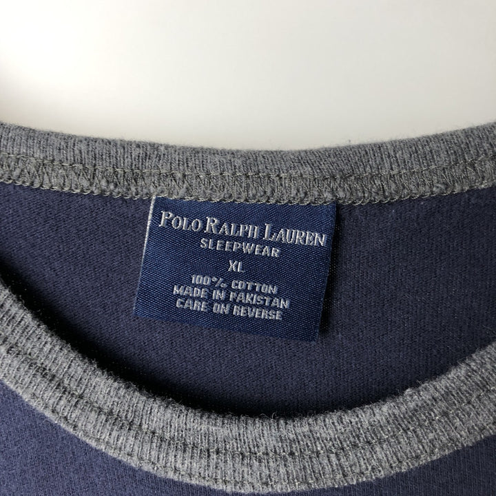Ralph Lauren POLO by Ralph Lauren SLEEPWEAR Short-Sleeve T-Shirt with One-Point Logo, Men's Size XL (approx.) cotton navy blue type Vintage Second Hand