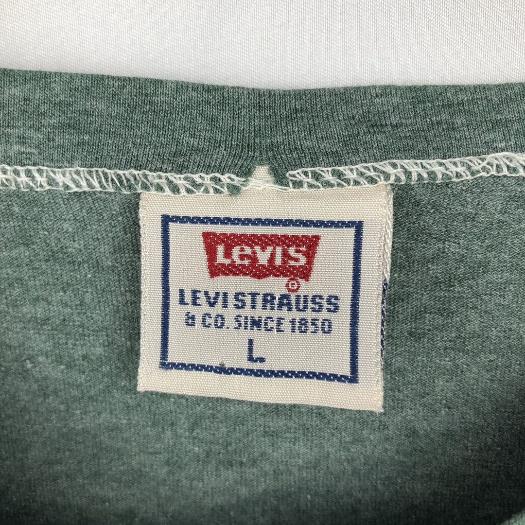 Levi's Henley neck short-sleeved T-shirt, men's size L (approx.) cotton green type Vintage Second Hand