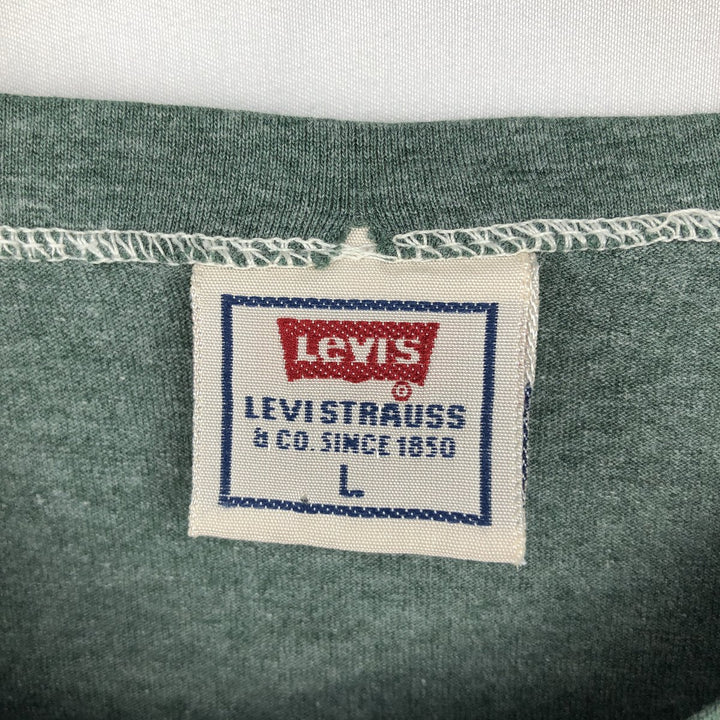 Levi's Henley neck short-sleeved T-shirt, men's size L (approx.) cotton green type Vintage Second Hand