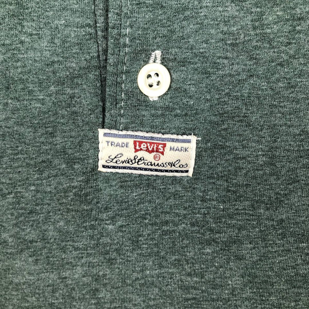 Levi's Henley neck short-sleeved T-shirt, men's size L (approx.) cotton green type Vintage Second Hand