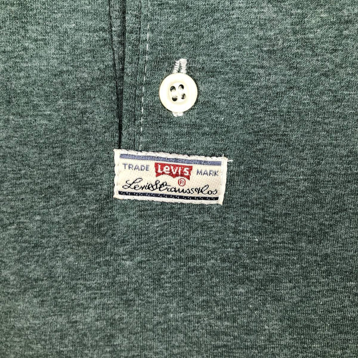Levi's Henley neck short-sleeved T-shirt, men's size L (approx.) cotton green type Vintage Second Hand