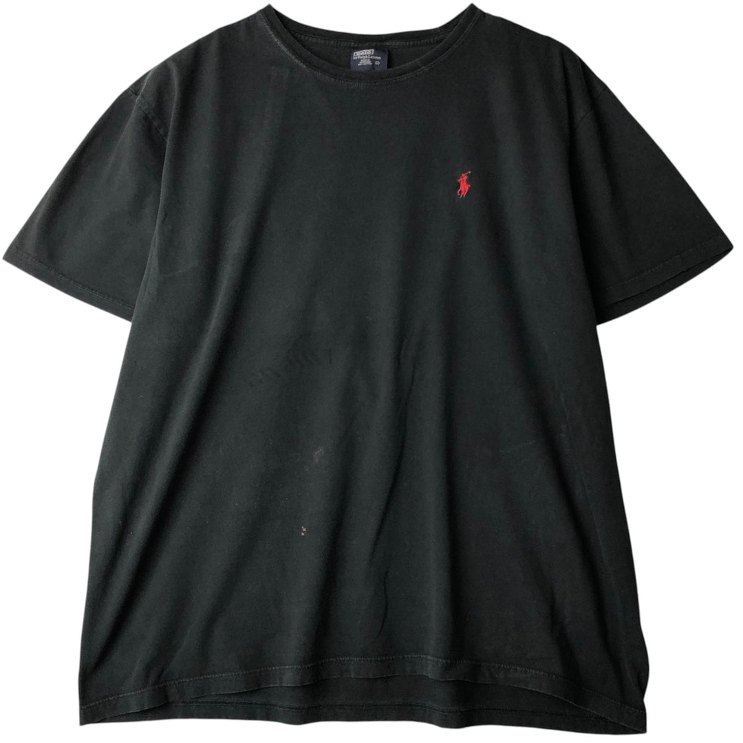 Ralph Lauren POLO by Ralph Lauren short sleeve one point logo T-shirt men's L size cotton black type Vintage Second Hand
