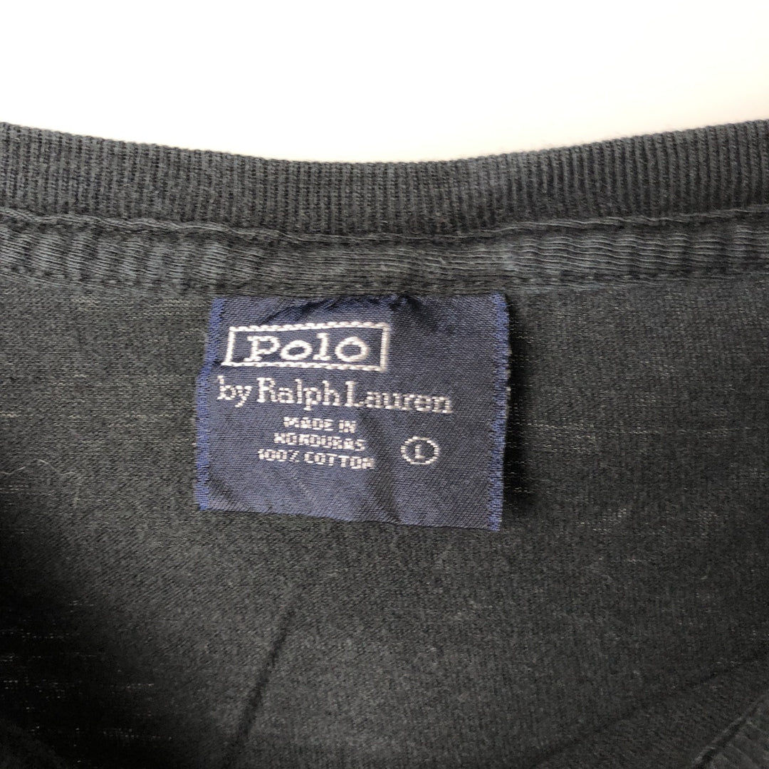 Ralph Lauren POLO by Ralph Lauren short sleeve one point logo T-shirt men's L size cotton black type Vintage Second Hand